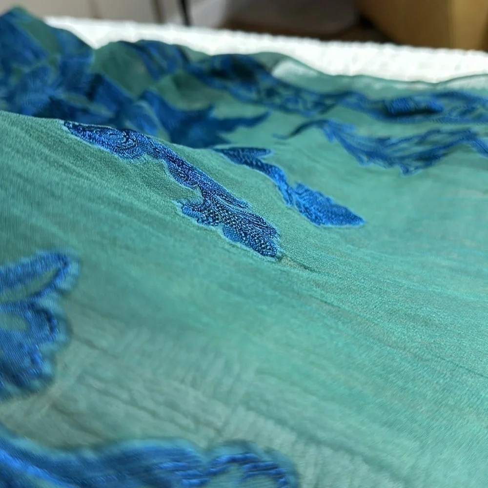 Chiffon Blue and Green Decorative Scarf